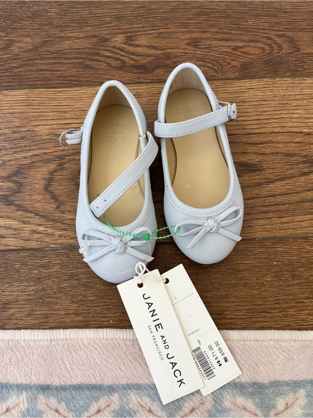 Janie and Jack Little Girls Light Blue Mary Jane Bow Flats NWT Flower Girl